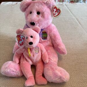 Ty Pink Easter Bear Plush Duo